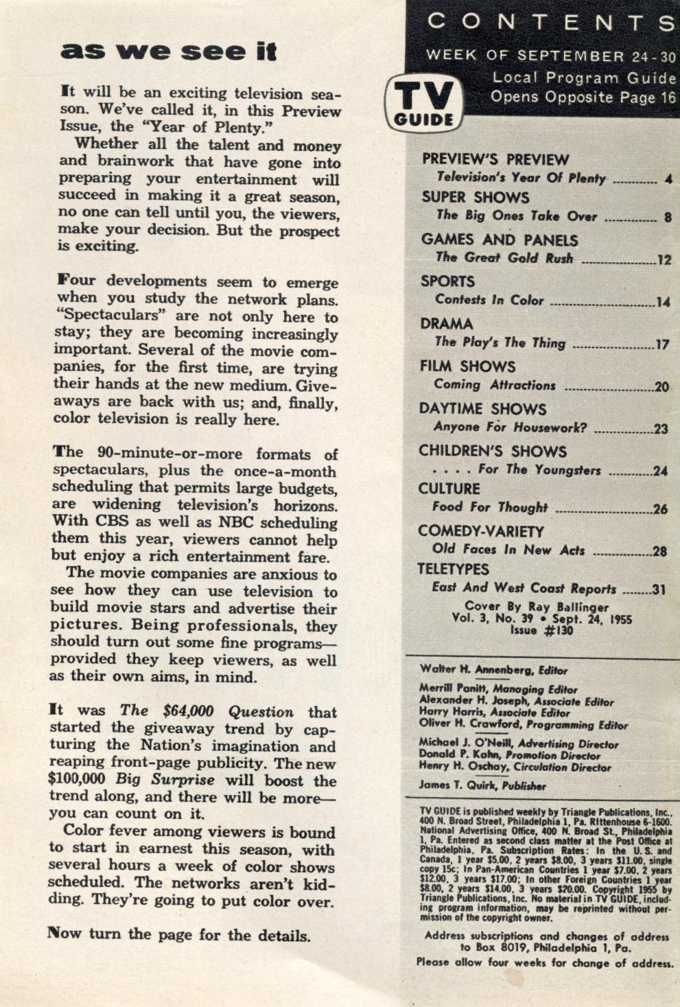 TV Guide [September 24, 1955] | Media History Digital Library